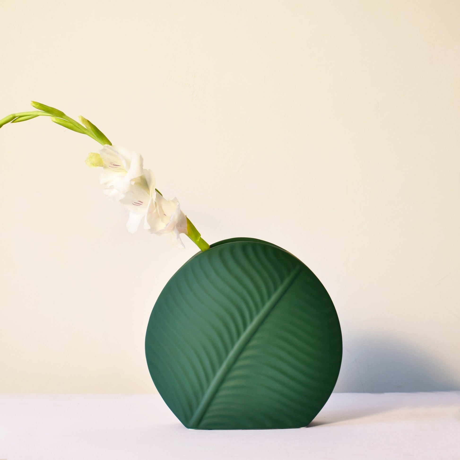 Dark Green Leaf Vase