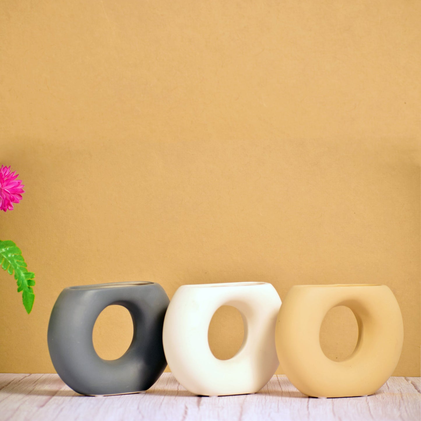 Hollow Linear Vase + Hollow Flat Vase + Half Donut Vase