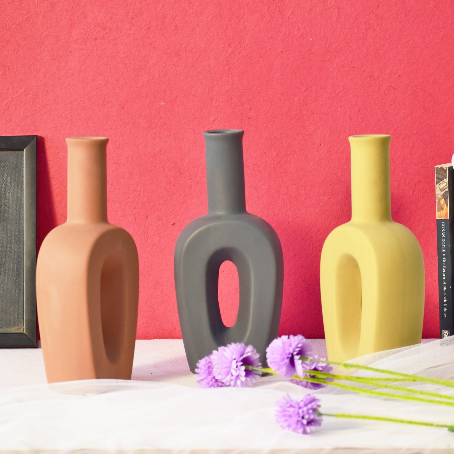 Hollow Linear Vase + Hollow Flat Vase + Half Donut Vase