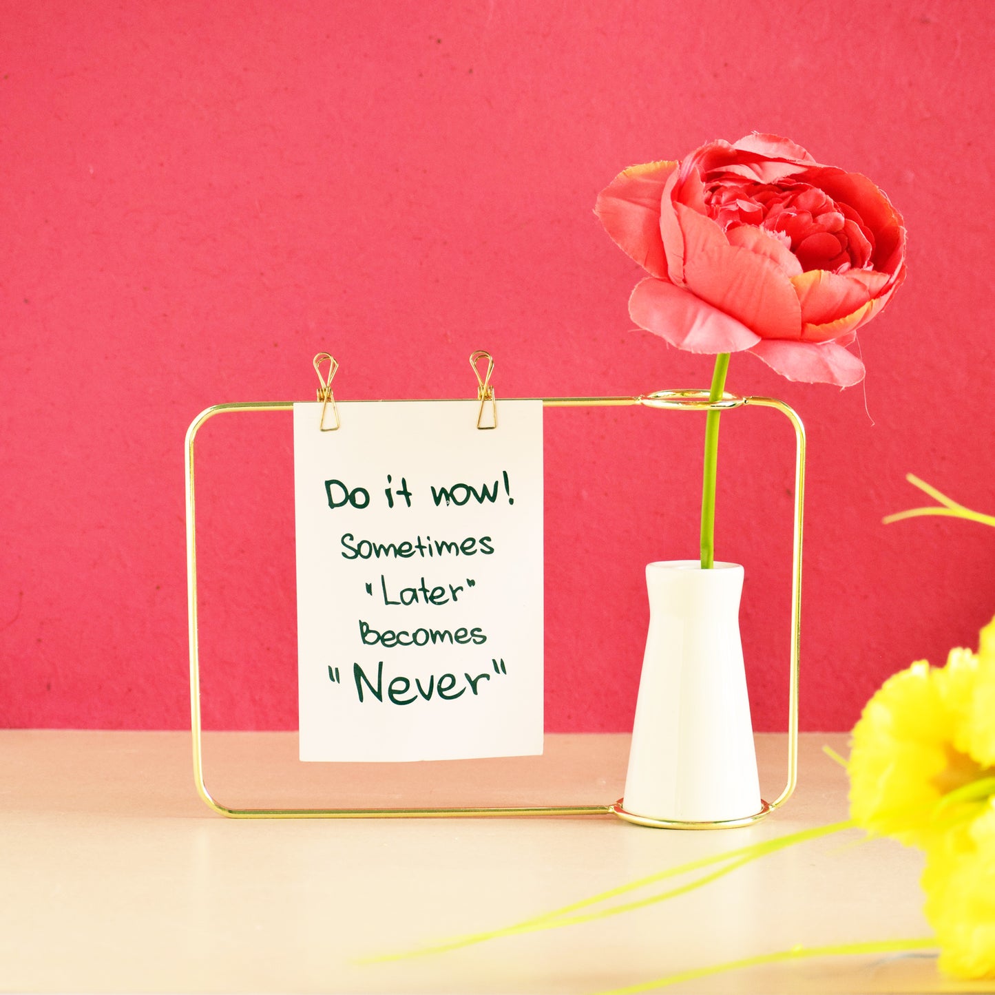   Golden Photo Frame with Vase