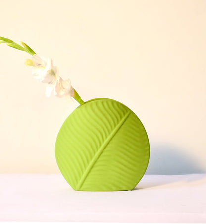 Mint Green Leaf Vase