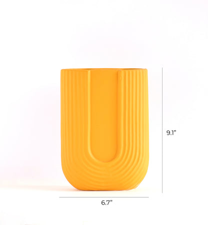 Yellow U-shaped Vase